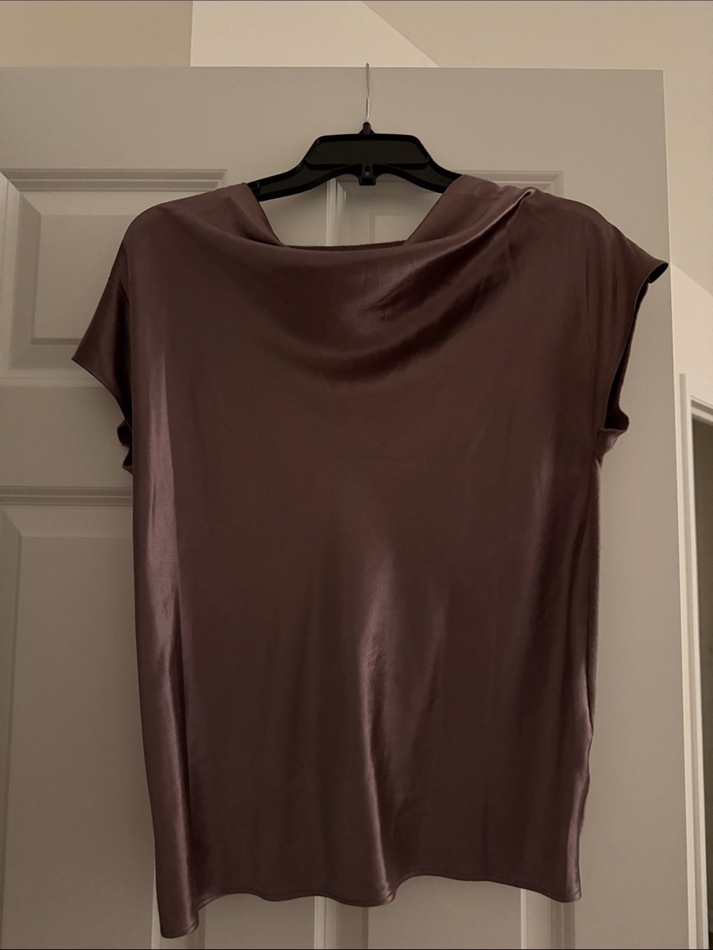 Current Air Satin Cap-Sleeve Top in Mauve